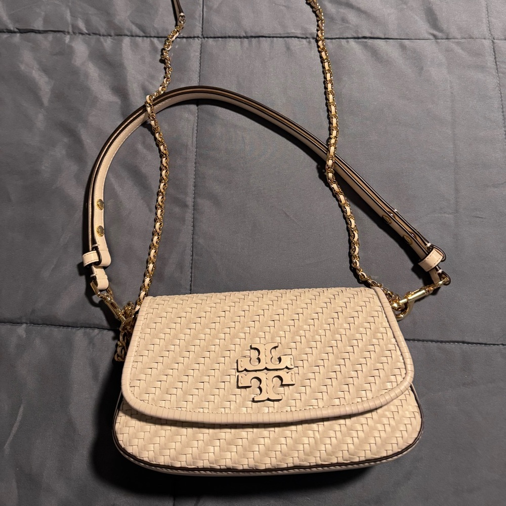 Tory Burch Beige Woven Crossbody Bag